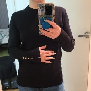 ZARA Black long sleeve sweater with buttoned sleeves